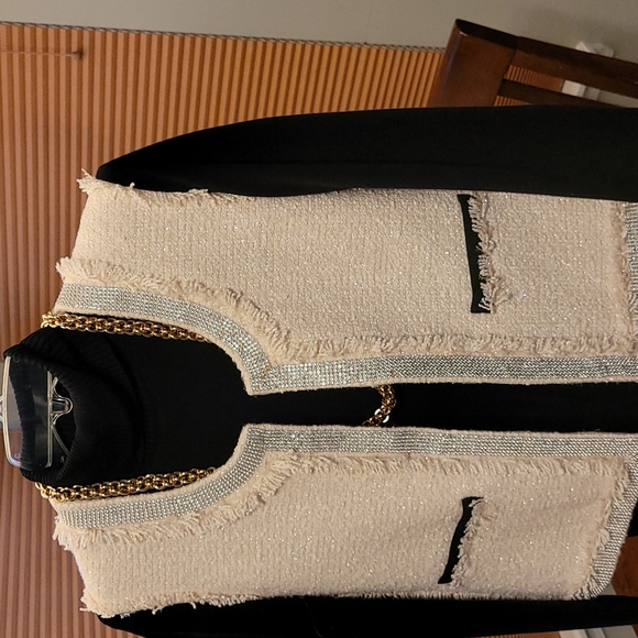 Jacket Only..Boston Proper Rhinestone and Fringe Jacket styled with turtlen NWOT - Picture 12 of 13